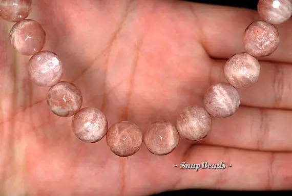 

Full strand 16" Orange Moonstone Gemstone Orange Faceted Round Loose Beads 10 12 14mm