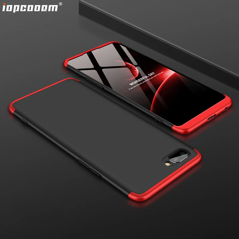 

For OPPO A3S Case Fashion business 3 in 1 360 Degree Full Body Protection Phone Back Coque For Realme C1 Hard Plastic Cover