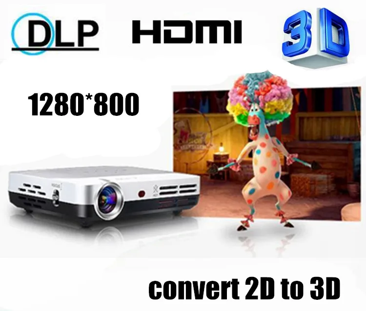 Хит продаж! DLP 3Led Micro Full HD 1080p 200 дюймов Большой экран затвора 2D к 3D Мини карманный