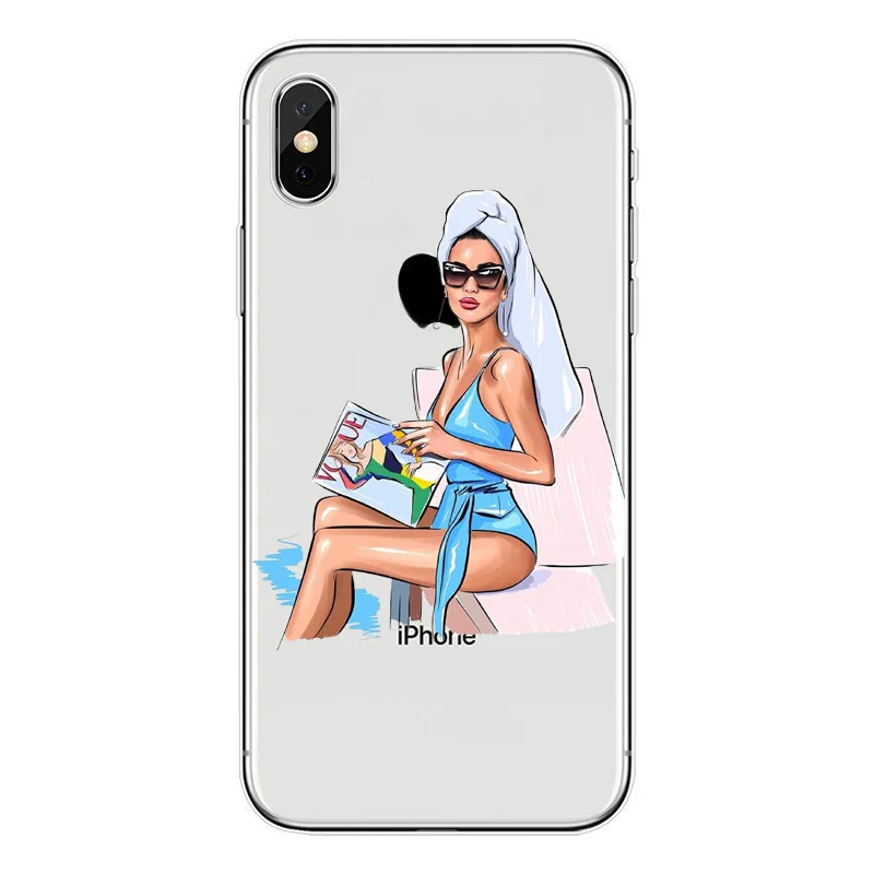 Модный черный и коричневый Чехол для мамы дочки с волосами iPhone X 6 6S Plus 7 8 8Plus 5 SE XR XS