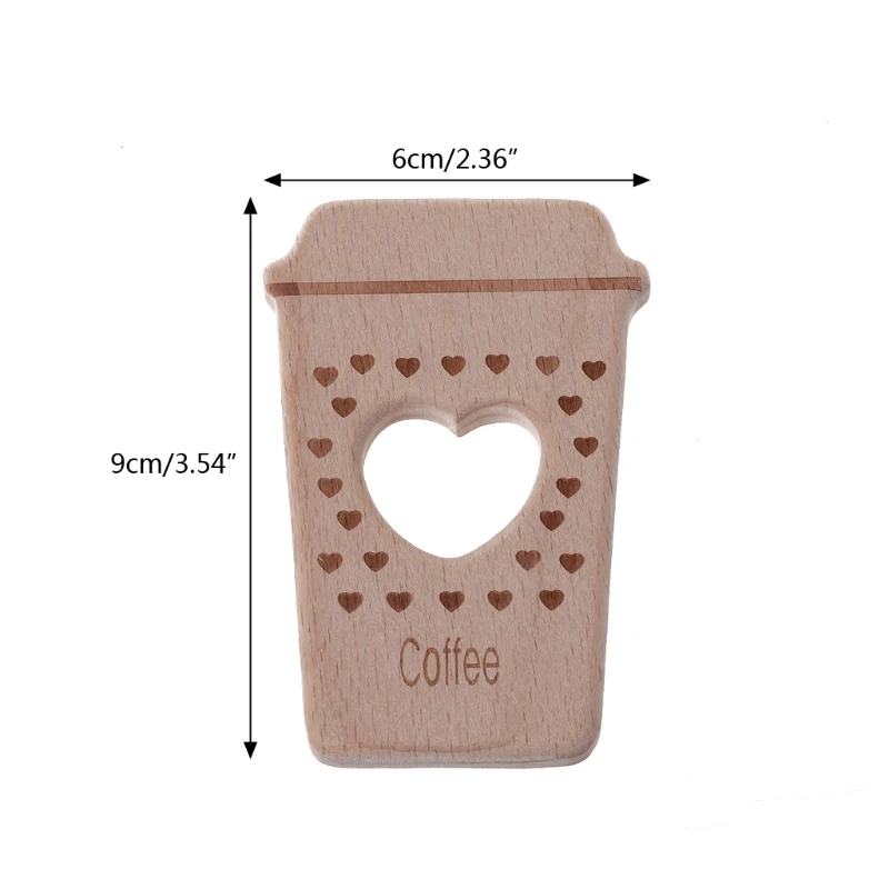 

Baby Teethers Cute Coffee Pendant Necklace Accessory Beech Wood Chew Toys