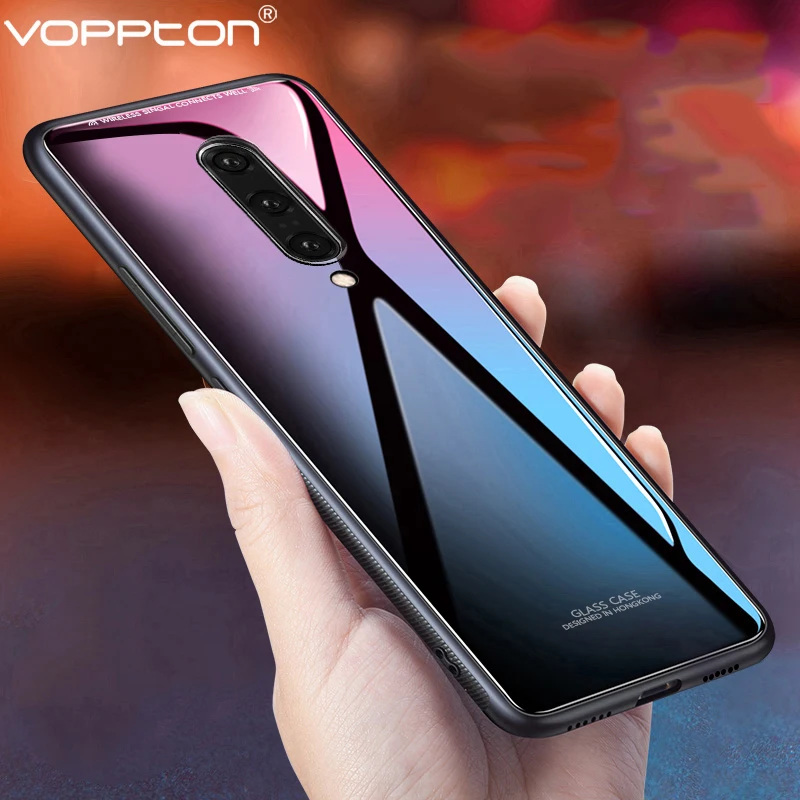 Для Oneplus 7 Pro Чехол из закаленного стекла для телефона силиконовая рамка жесткая
