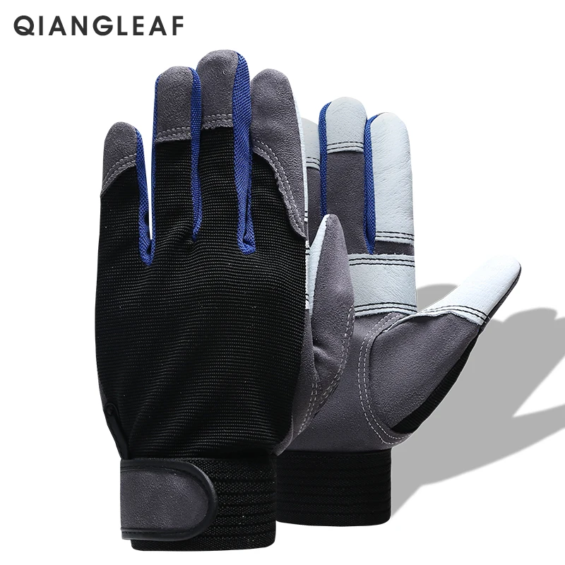 QIANGLEAF, брендовые рабочие перчатки, черные, белые, сшитые, защитная одежда, перчатки для пешего туризма, велосипеда, велоспорта, зимние перчатки, 2710
