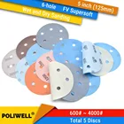 5 шт. 5 дюймов (125 мм) 6 отверстий FV Сверхтонкий влажныйсухой крючок и петля Авто пленка кузова шлифовальные диски краска абразивная наждачная бумага, 600 #-4000 #