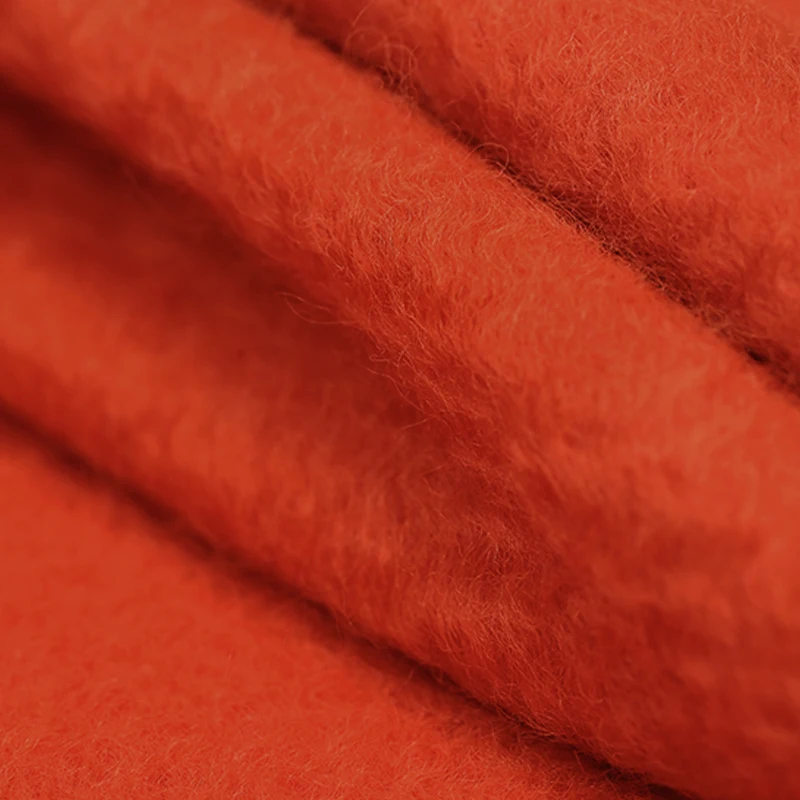 

Pure color single-sided wool mohair water ripple fabric autumn winter orange thick coat fabrics wholesale cloth per meter