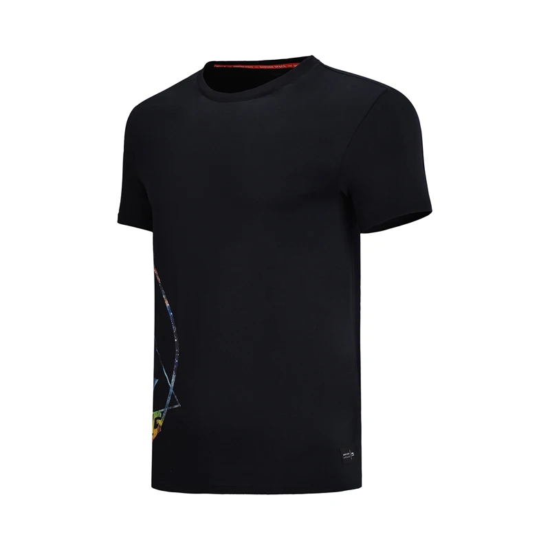 Li-Ning, Мужская цветная футболка, 63% хлопок, 37% полиэстер, обычная посадка, дышащая подкладка, Спортивная футболка, галактика, принт, топы, AHSN181 MTS2744