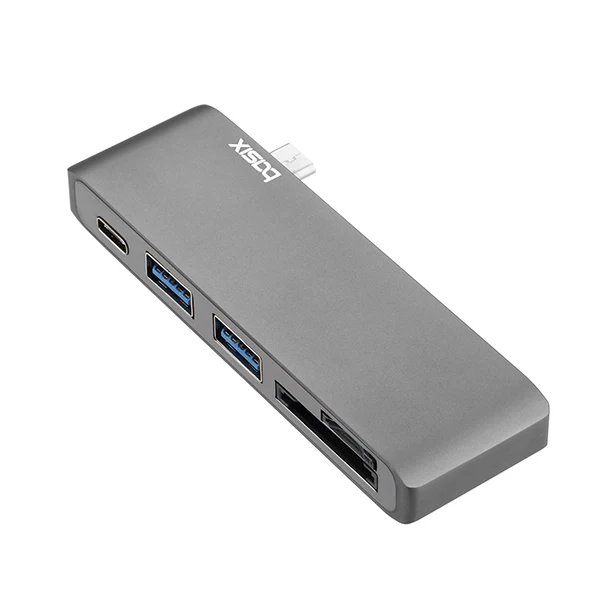 Basix USB C концентратора 5In1 USB 3,1 PD зарядки Порты и разъёмы высокое Скорость USB 3,0 разветвитель SD/TF Card Reader для Macbook Pro Тип C концентратора - Цвет: GRAY