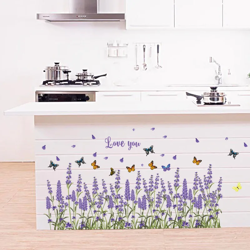 [Fundecor] фиолетовые Лавандовые наклейки на стену домашний декор для гостиной кухни