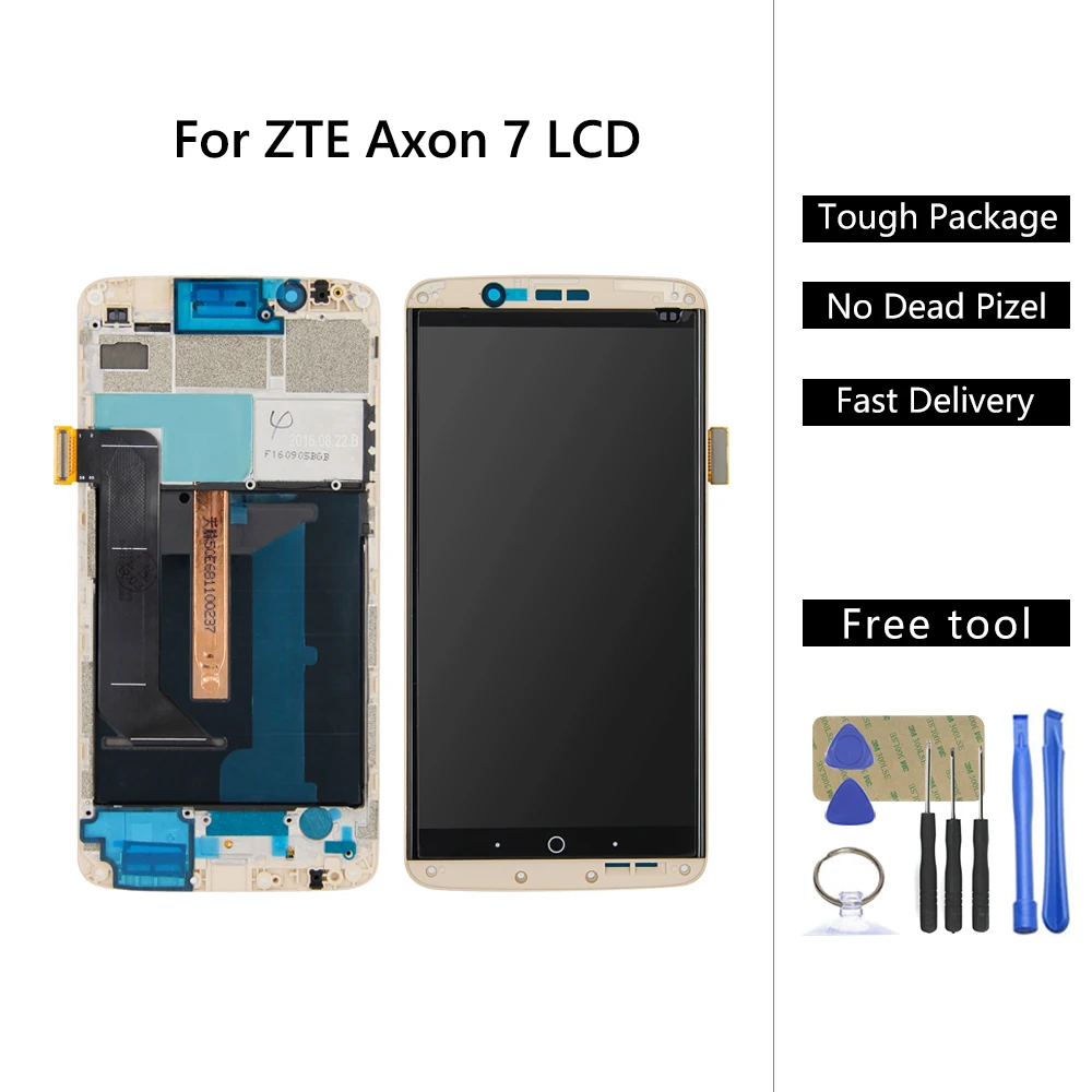Для zte Axon 7 A2017 A2017U A2017G ЖК-дисплей кодирующий преобразователь сенсорного экрана в сборе+ рамка бесплатные инструменты для zte Axon 7 ЖК-экран