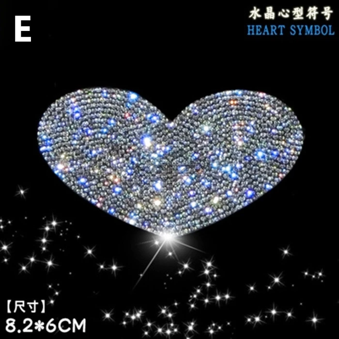 Heart Полный Кристалл/Стразы ящерица Сердце цветок бабочка Снежинка кошка следы красочные блестящие наклейки для автомобиля Z2CA316 - Название цвета: Heart