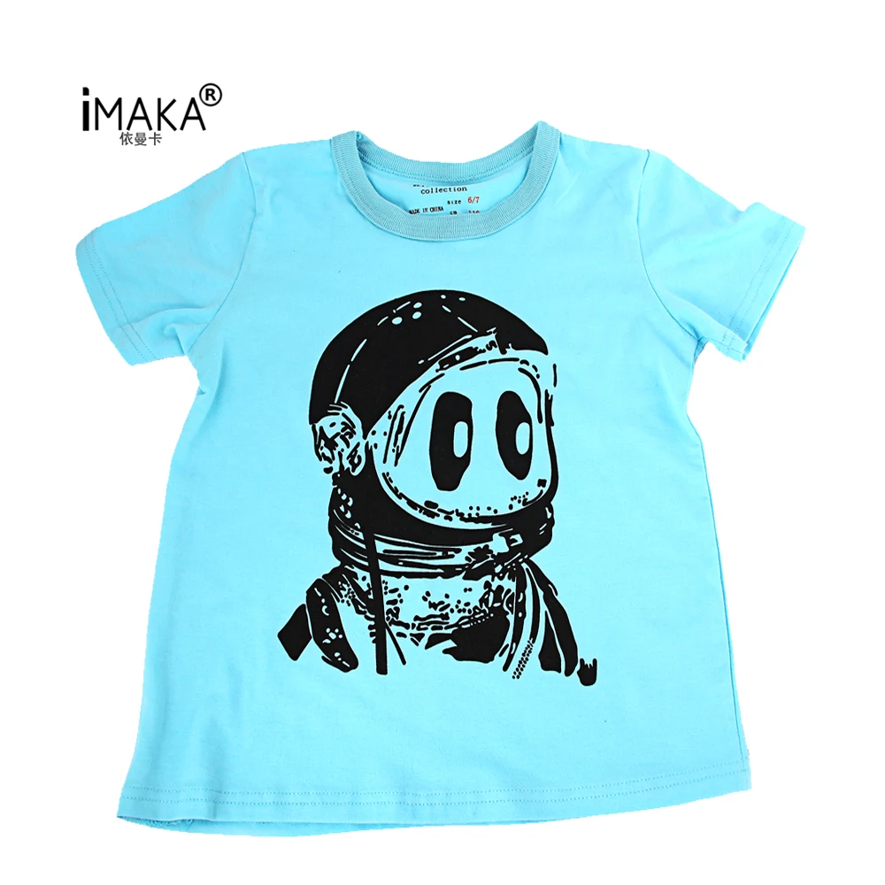 Imaka детская футболка для Одежда мальчиков и девочек 2017 бренд Детская летняя топы
