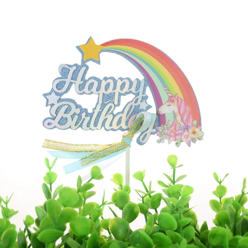 Cake Toppers Flags Rainbow Star Hot Air Balloon Moon Topper Kids Happy Birthday Wedding Baby Shower Baking Party DIY Xmas |