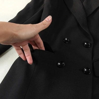 Женский брючный костюм карандаш черный однотонный офисный из двух предметов