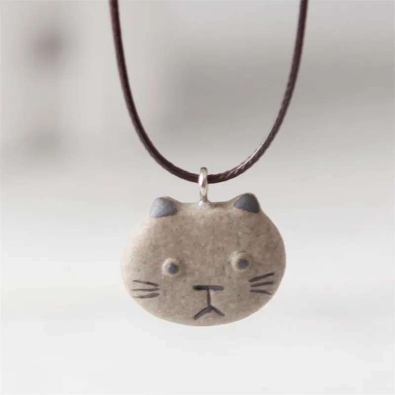 Модный дизайн ожерелье с кулоном Love Cat для женщин простая цепочка из веревки