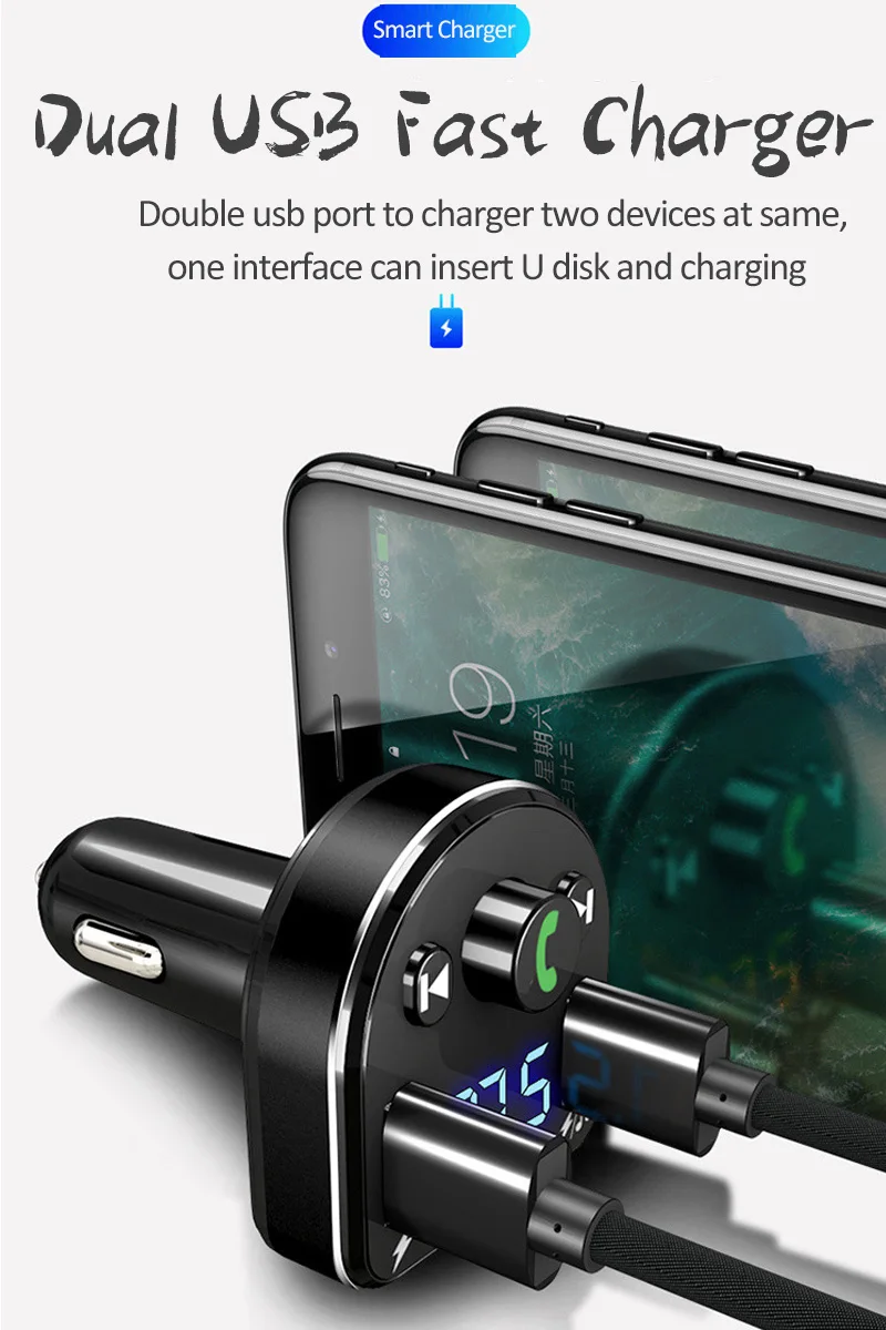 VR робот fm-передатчик Bluetooth Автомобильный mp3 плеер беспроводной автомобильный комплект громкой связи аудио FM модулятор с 5 В 3.1A двойной USB зарядное устройство