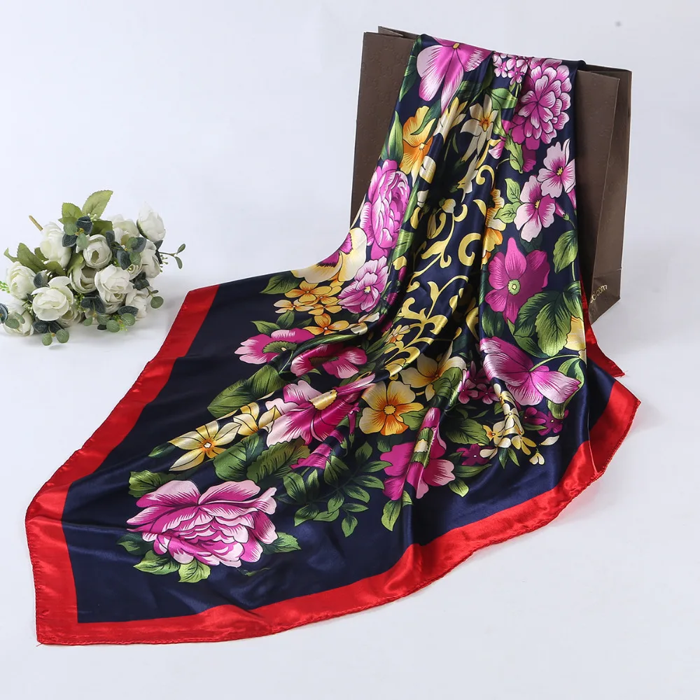 Весенняя мода дикие цветы свежий солнцезащитный шарф Шелковый женский 90*90 см