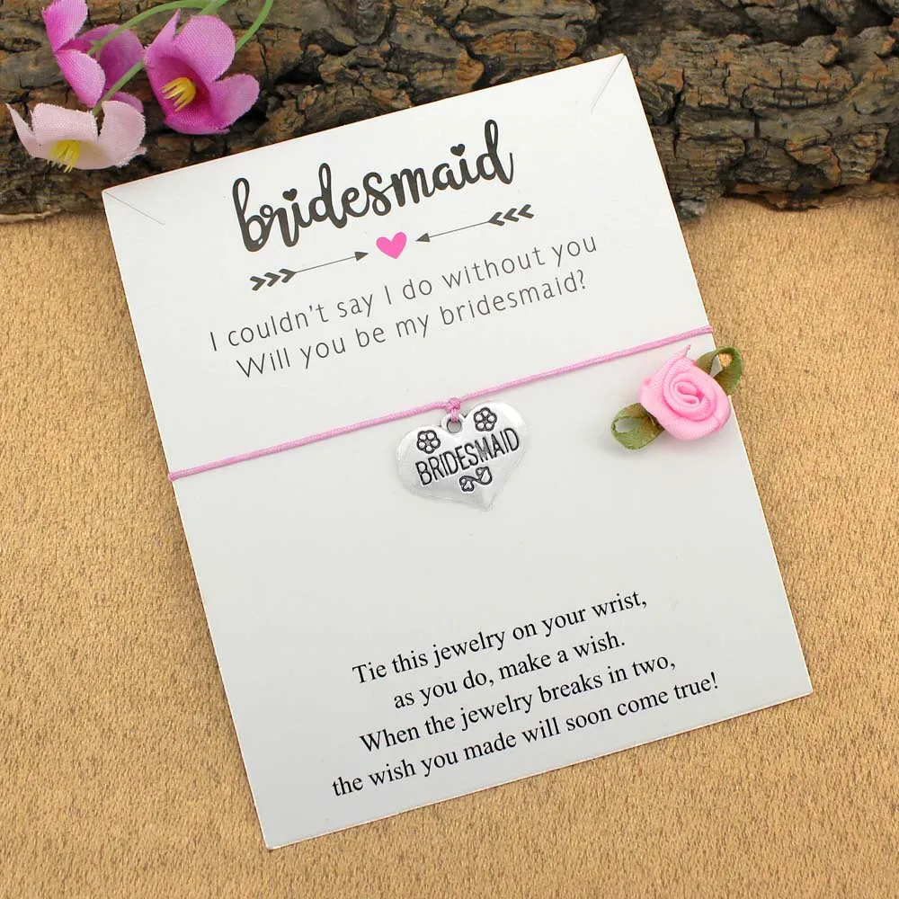 Браслет невесты с двойным сердцем браслеты подружки Цветочные для девочек