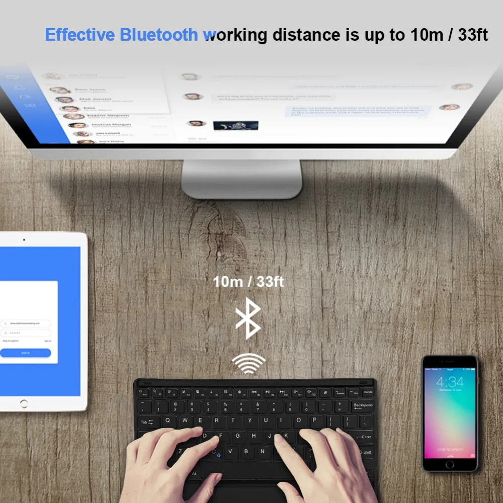 Ультра тонкая мини 10 1 дюймовая Беспроводная Bluetooth клавиатура с тачпадом для ПК