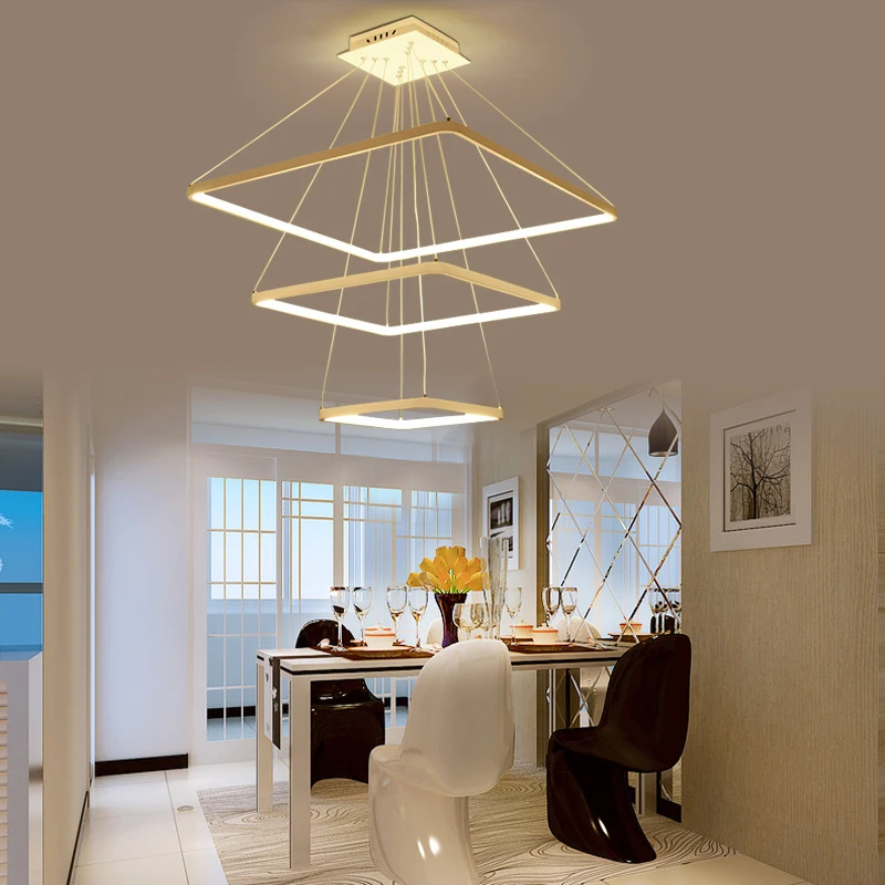 

Modern simple square dining room front ring lighting bedroom living room creative LED Pendant lamps FG97