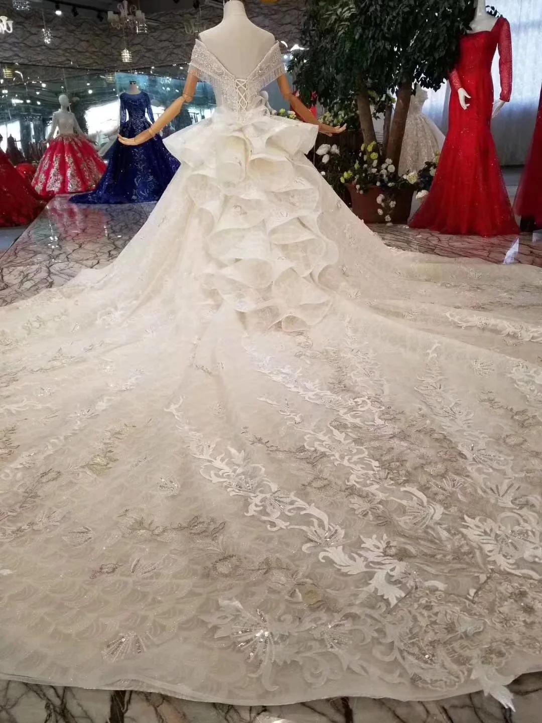 Robe De Mariage 2019 роскошное кружевное бальное платье с открытыми плечами и кисточками