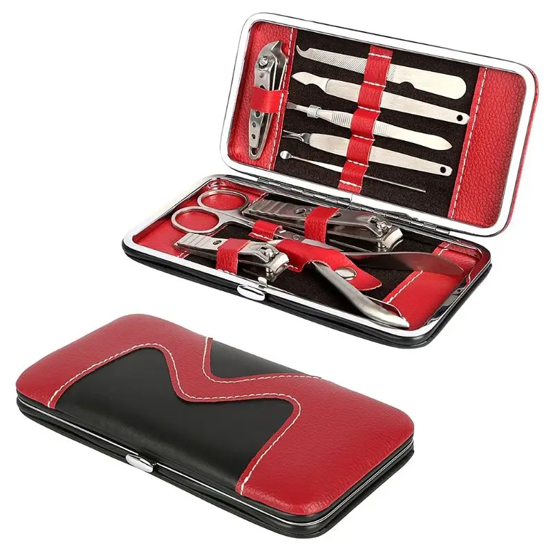 

10 PCS Pedicure / Manicure Set Nail Clippers Cleaner Cuticle Grooming Kit Case