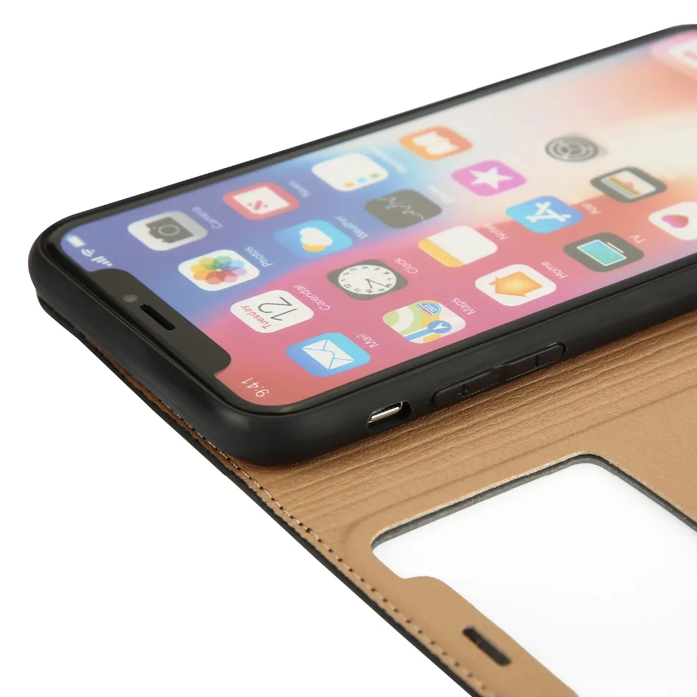 Cyboris натуральная кожа мульти Функция al Вид из окна откидная крышка для iphone х Подставка Функция чехол для iPhone x 5." iPhone X