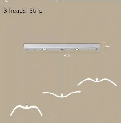 3 heads strip base Новинка led Чайка подвесной светильник для кухни акриловые Led люстры подвесной светильник креативный подвесной светильник - Цвет корпуса: 3 heads strip base