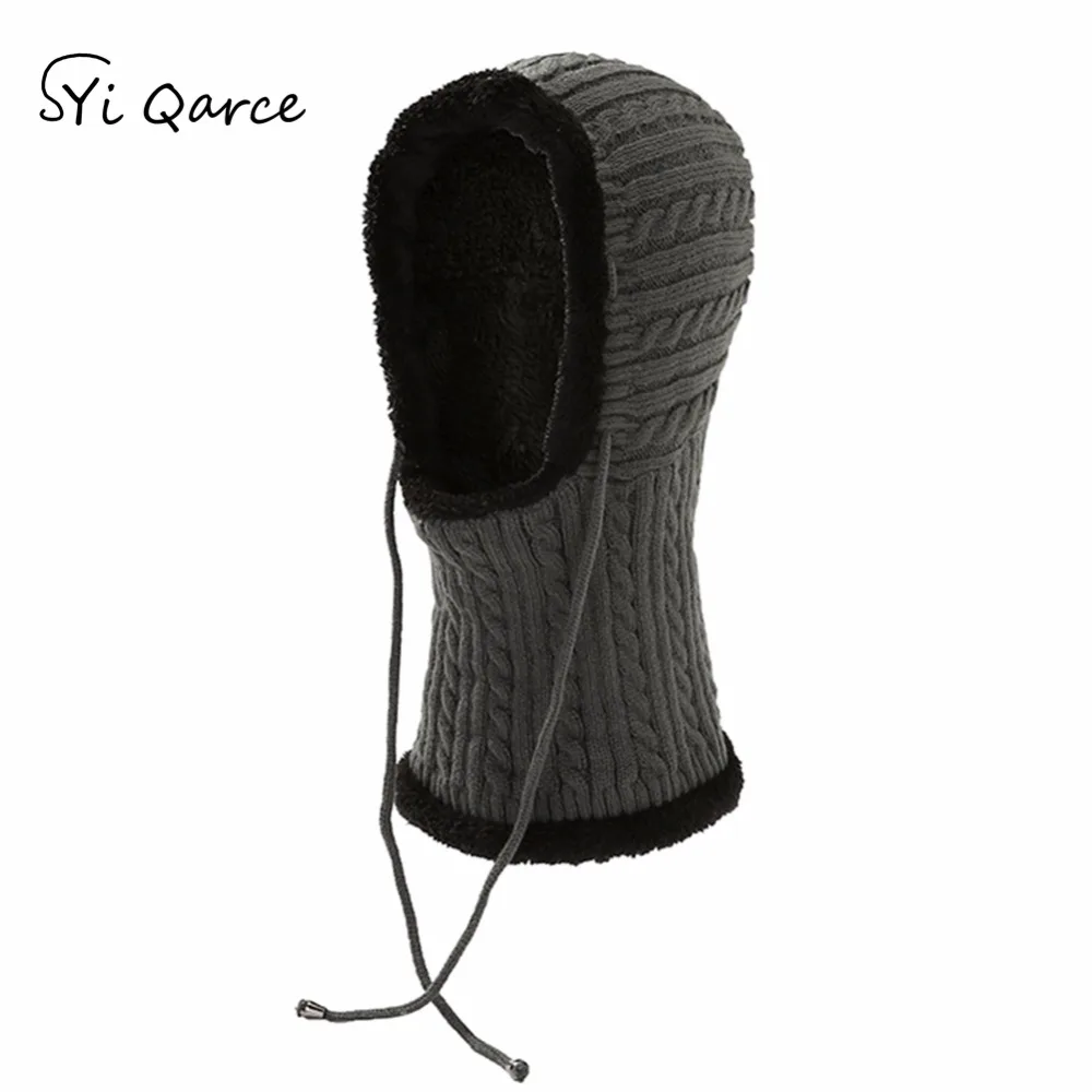 SYi Qarce зимние супер теплые вязанные шапочки Skullies Beanie Gorras Bonnet маска шапка для мужчин и женщин Спорт На Открытом Воздухе Шапка NM084-88
