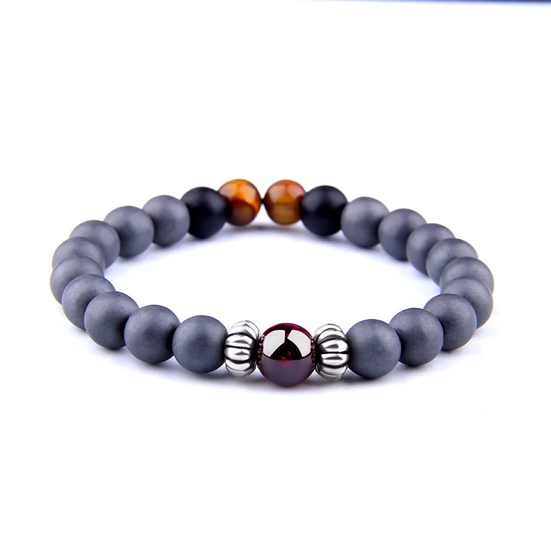 

Matte Black onyx Beads Bracelet Men Natural Stone Garnet Bracelets for Women Fashion Jewelry Pulseira Hombres Dropshipping
