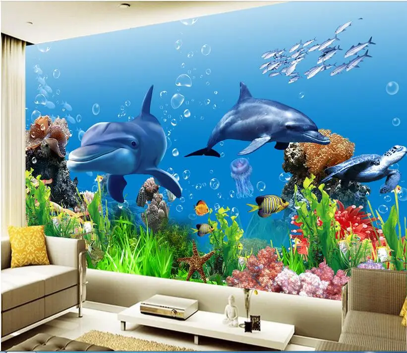

3d wallpaper custom photo non-woven mural modern Dolphins TV background wall painting 3d wall murals wallpaper for walls 3 d