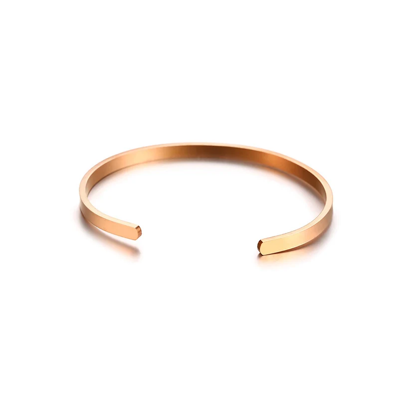 Rose gold-3 Минималистичный браслет из нержавеющей стали для женщин 3 мм/5 мм простой женский браслет золотой цвет дружба вдохновляющий Браслет-манжета - Окраска металла: Rose gold-3