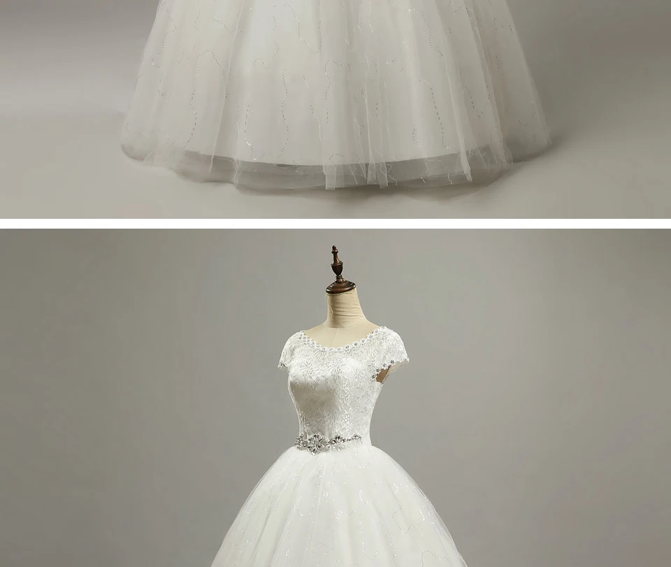 Elegant Cheap Crystal Bridal Dresses Fashion Short Bride Gowns Plus Size Vestido De Noiva ball wedding dresses with sleeve
