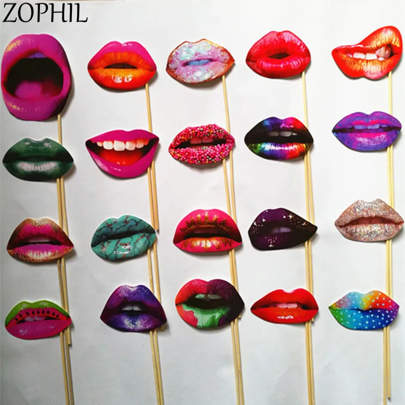 ZOPHIL 20 штук губ DIY Photo Booth Реквизит для взрослых девичник вечерние украшения день