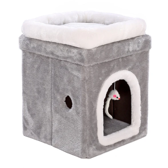 Pet Cat Igloo Съемная покрытая кровать маленькая собака мягкая кровать Met House M