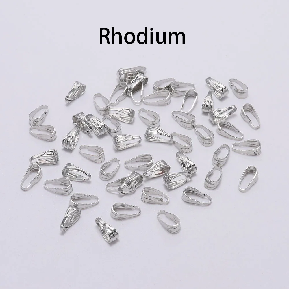 Rhodium 100 шт./лот 7 8 мм подвеска застежка Разъемы Серебро Золото Зажимы Разъемы для изготовление, поиск ювелирных изделий ожерелье аксессуары поставки - Цвет: Rhodium
