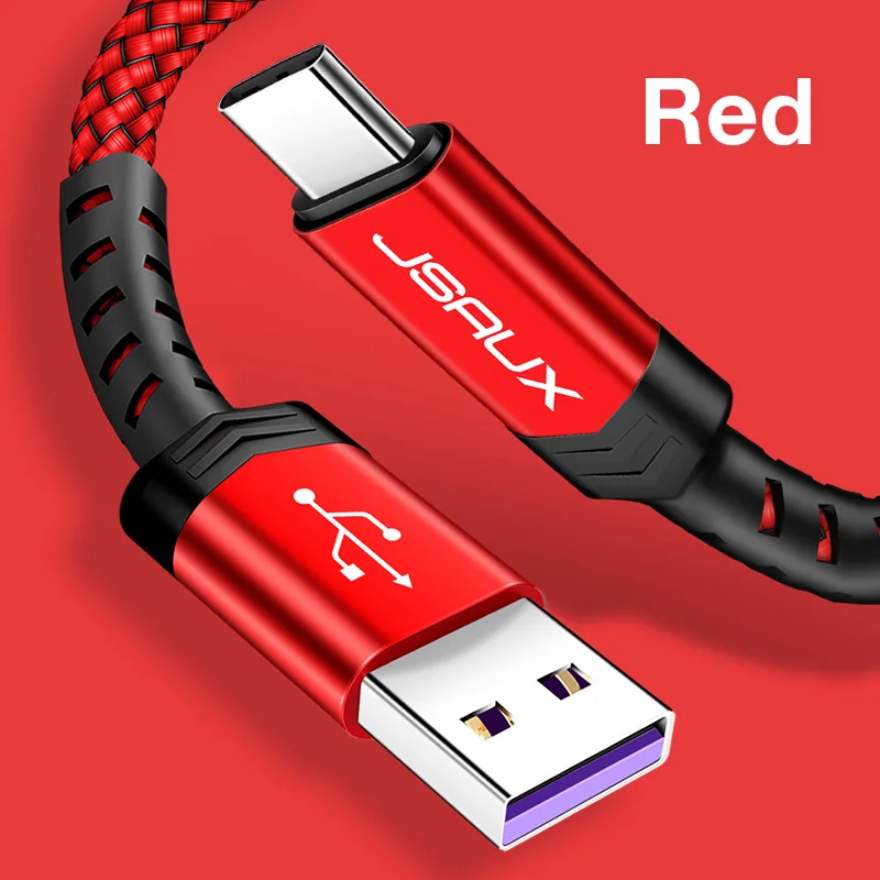 Red JSAUX usb type C кабель 5A Supercharged USB C кабель для huawei P30 P20 Pro Mate20 Lite Mate9 Mate10 Plus P9 - Цвет: Red