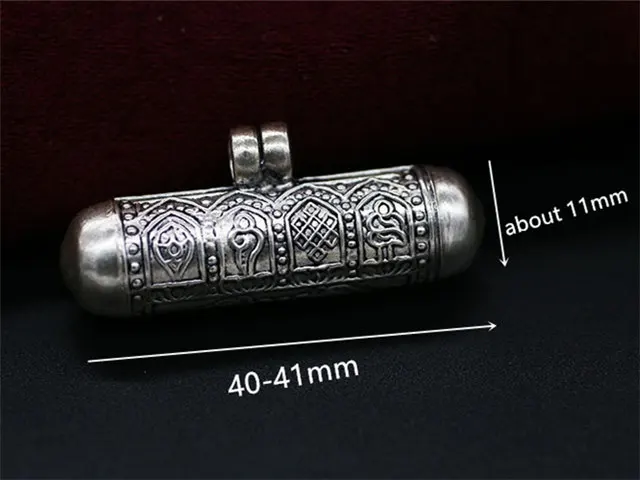 C. Big 8 Auspicious T9040 тибетская молитвенная коробка очаровательные мини цилиндрические медальоны-Амулеты OM Будда глаз Дордже ГАУ 925 серебро - Окраска металла: C. Big 8 Auspicious