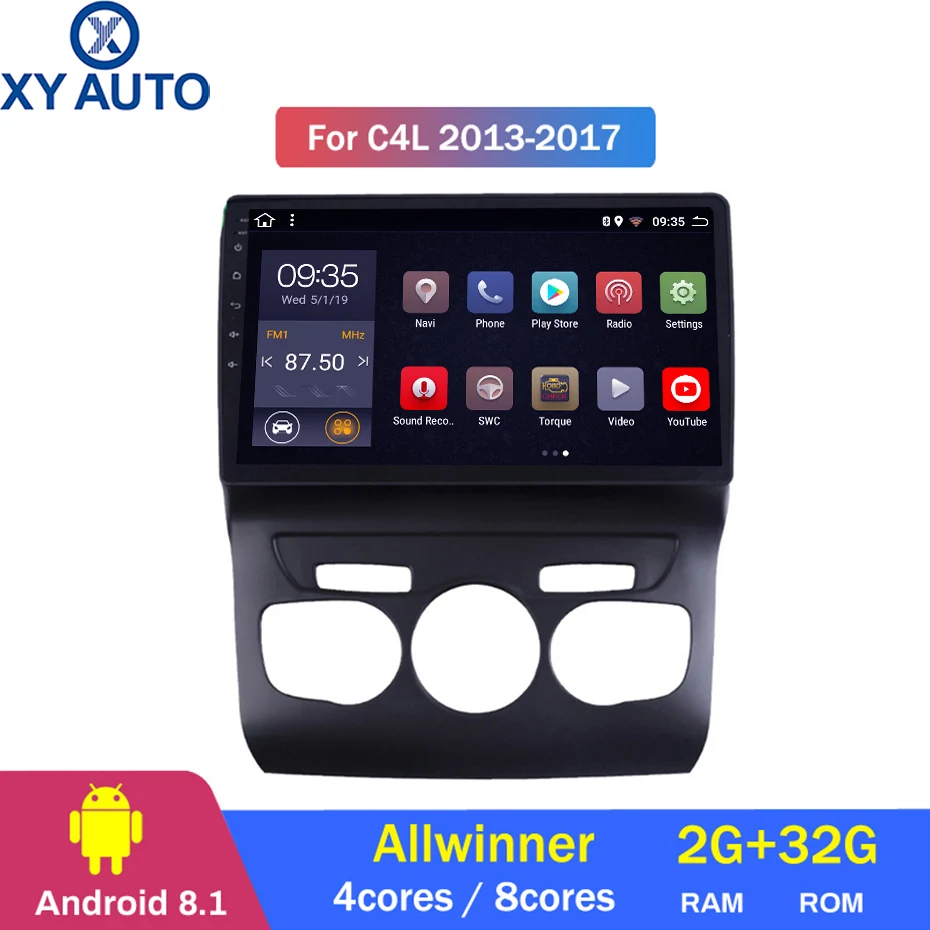 10 1 дюймов 2.5D IPS HD Мульти-сенсорный экран Android8.1 2G RAM 32G ROM NAVI для Citroen C4L 2013-2017 с Bluetooth USB