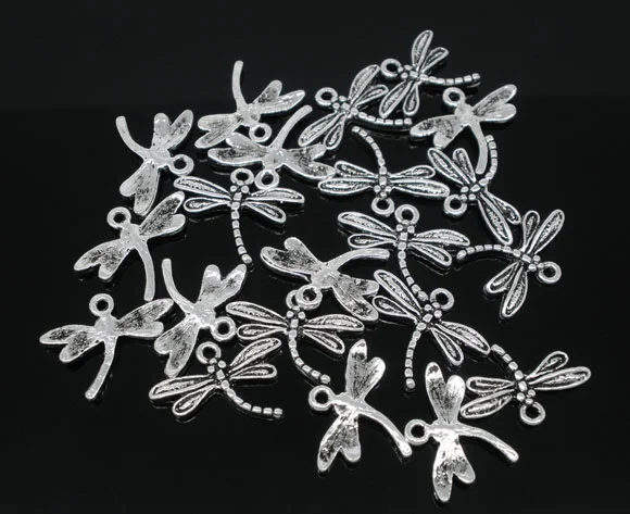 DoreenBeads 50 тусклый серебристый цвет подвески с кулоном стрекозы 15x17мм | Украшения и