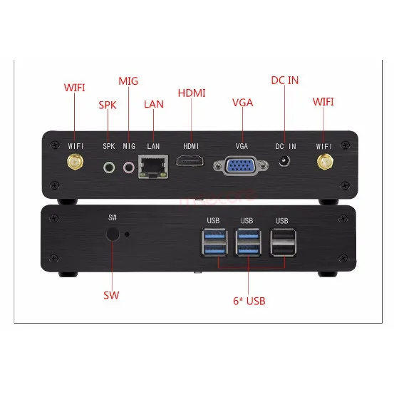 Мини ПК EGLOBAL Windows 10 Intel Core i3 7100U Celeron 3205U два ядра без вентилятора HDMI VGA Wi Fi|Мини ПК| |