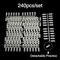 240pcs nail tips color card nail art practice display tools clear white buckle ring manicure color card for nail polish gel poly
