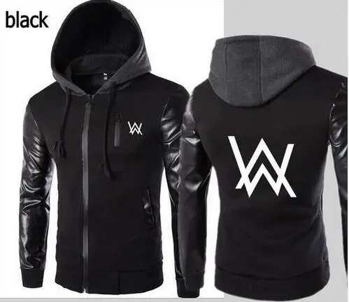 Новые модные с капюшоном кожа рукавом толстовка Аллен Уокер Alan Walker Faded