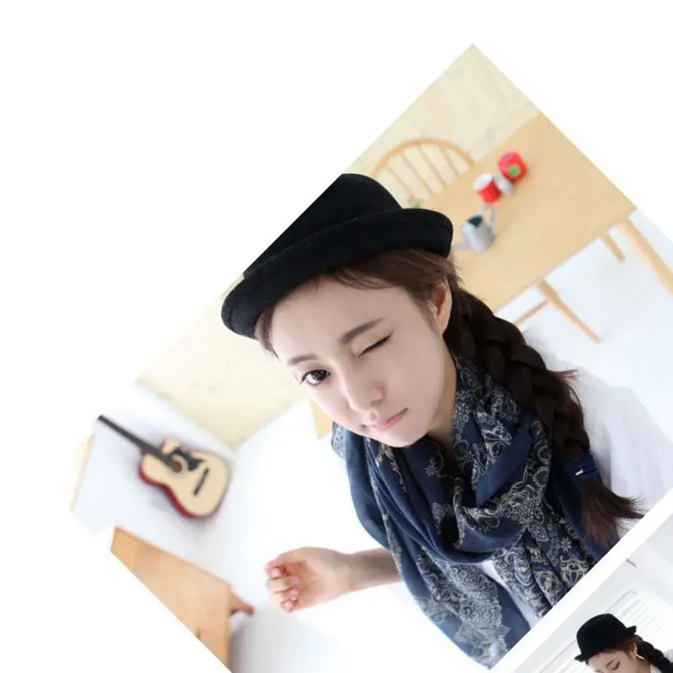 Горячая! Новый! Синий и белый шарфы вуаль платок двойного негабаритных карты