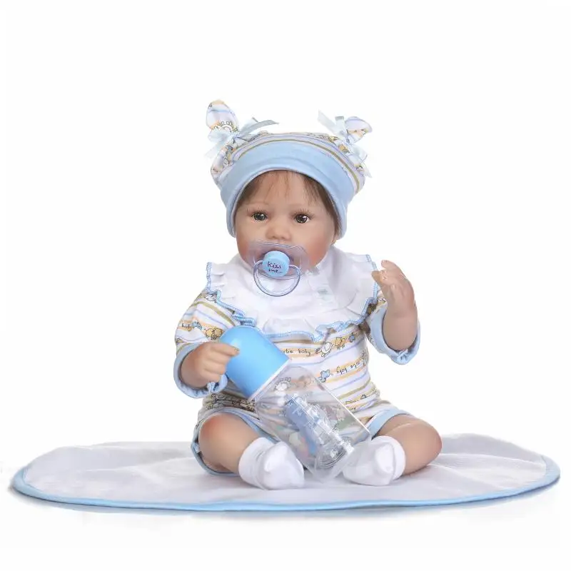 

16inch 40cm Reborn Baby Dolls Silicone Reborn Babies Kids bottle+pacifier+blanket Toddler babies Playmate Birthday Xmas Gift