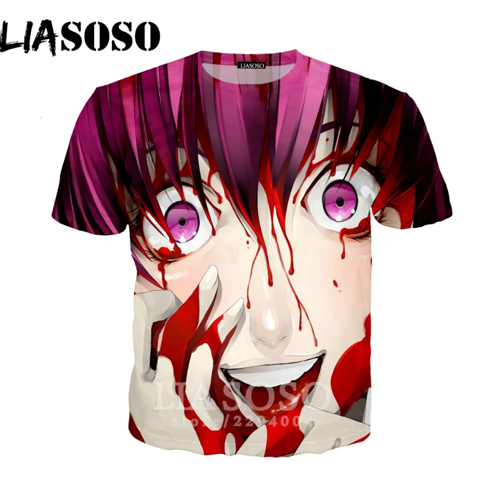LIASOSO Аниме дневник будущего футболка для мужчин Mirai Nikki короткий рукав мультфильм
