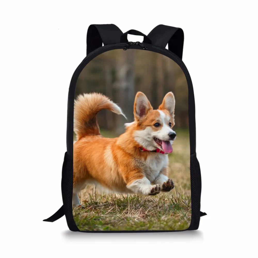 Школьный рюкзак ThiKin Welsh Corgi Pembroke с принтом из полиэстера для мальчиков и