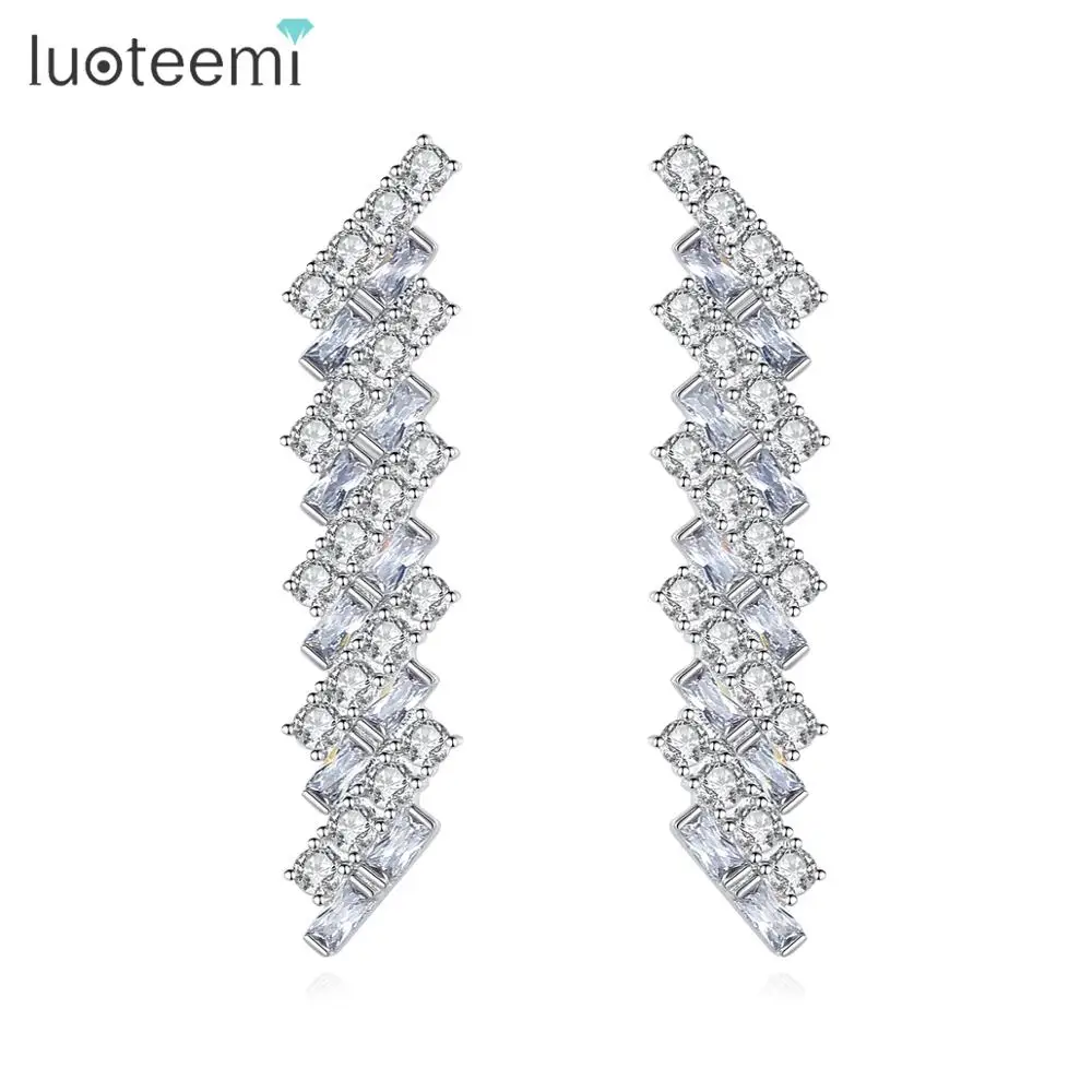 LUOTEEMI стильные длинные геометрические серьги-гвоздики для женщин вечерние