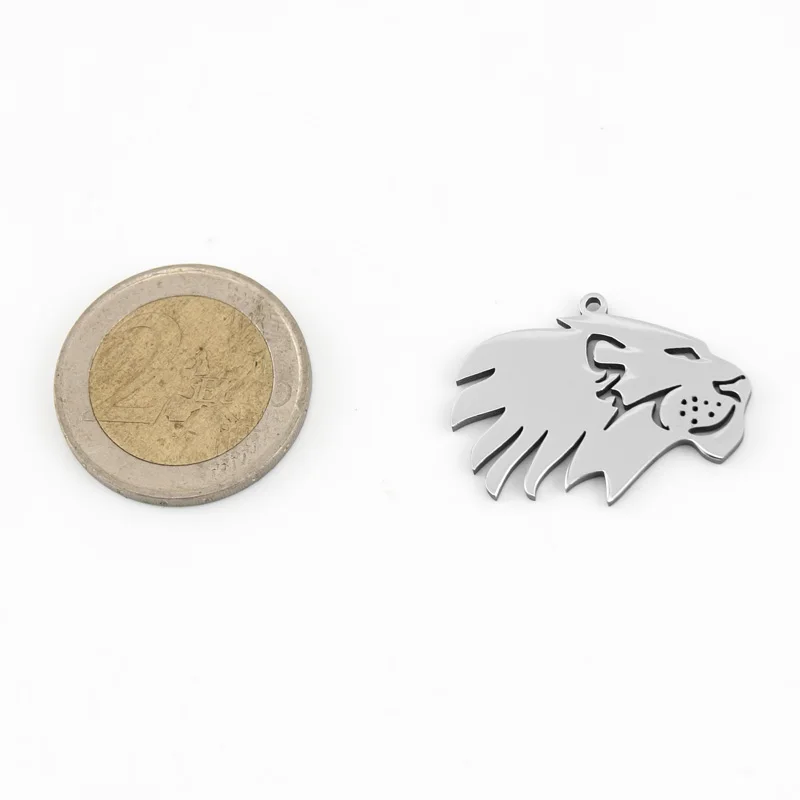 Risul decal lion head male Strong Lions Portrait Charms Diy necklace pendant mirror polish Stainless Steel wholesale 50pcs | Украшения и