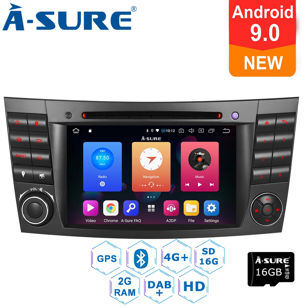 A-Sure 2 Din 7 ''Android 9,0 Авто радио gps dvd-плеер навигация для Mercedes Benz E-Class CLS класс G-Class W211 RDS 32G rom