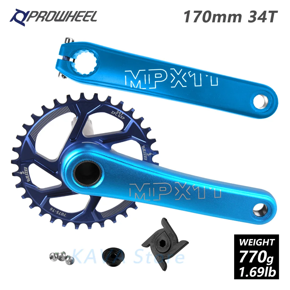 170mm blue 34T MTB велосипед кривошипно костюм звездочки 170/175 мм горный велосипед звездочка цепной передачи узкая широкая цепь из колец цепь 30/32/34/36/38T передняя Звездочка для SRAM GXP XX1 X9 модными принтами XO - Цвет: 170mm blue 34T